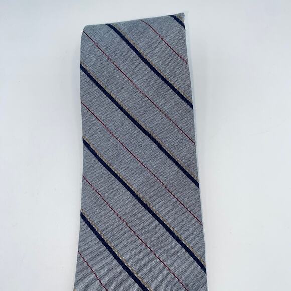 Hill & Archer Gray Blue Red Striped Neck Tie Men's 56.5" - Picture 3 of 4
